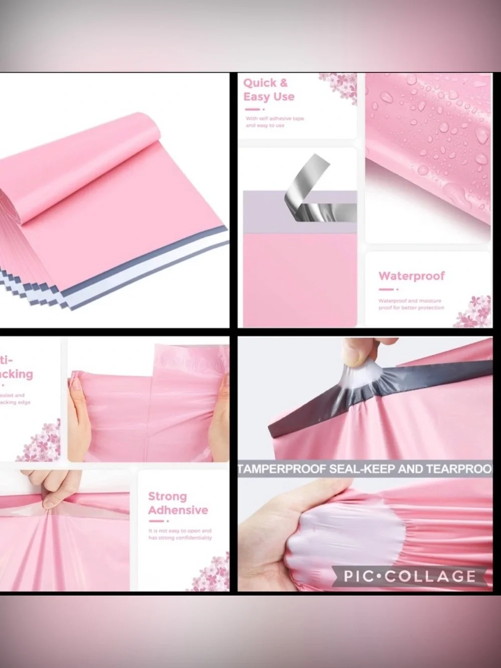 NEW! 50pc 6x9” Self-Adhesive Poly Mailer Shipping Bags Bundle (PINK)